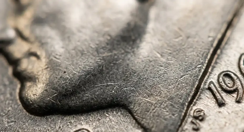 Close-up of a 1968 Roosevelt dime